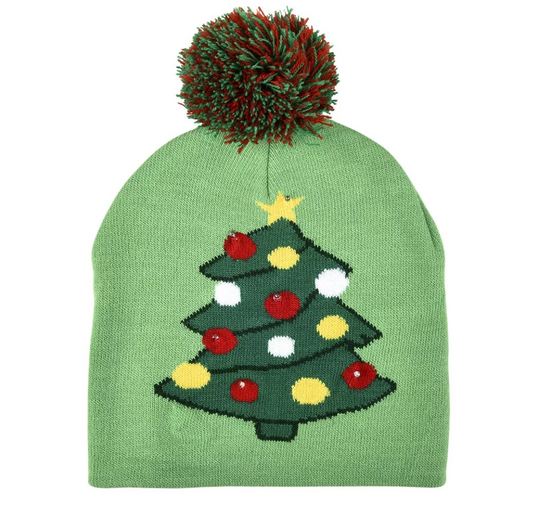 Green Christmas Tree Light-Up Beanie