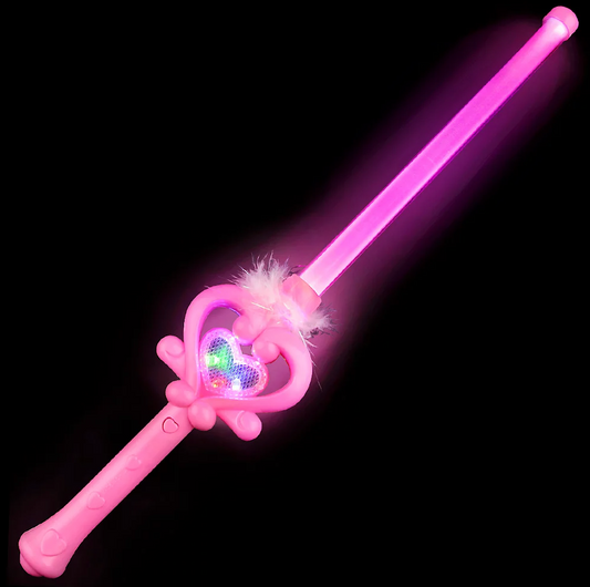 Light-up Pink Feather Wand 13" (Dz)